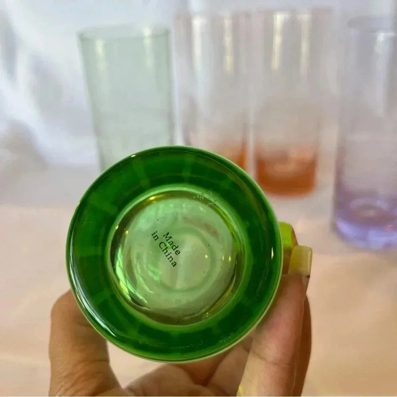 Vintage Set of 6 Etched Multicolored Iced Tea Glasses - Picture 5 of 5